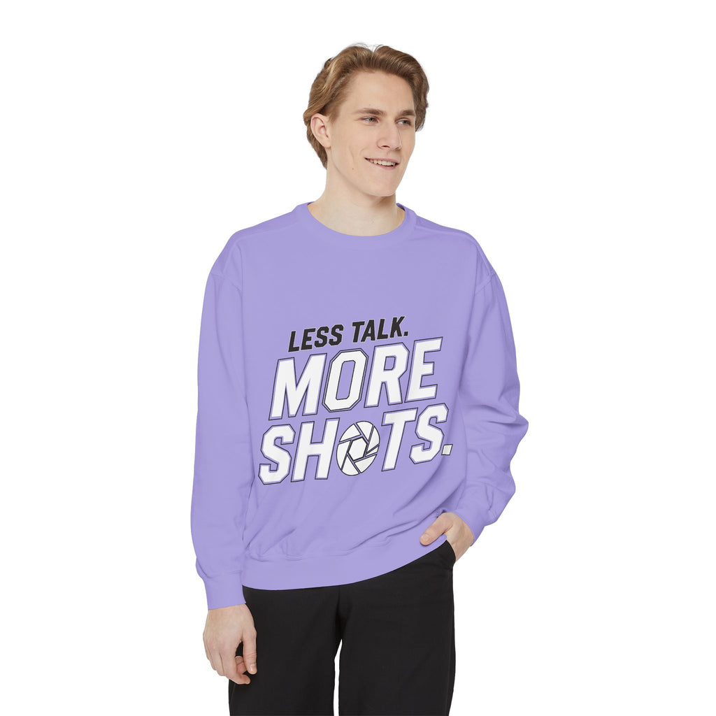 Sweatshirt — "Less Talk. More Shots." Photography Crewneck