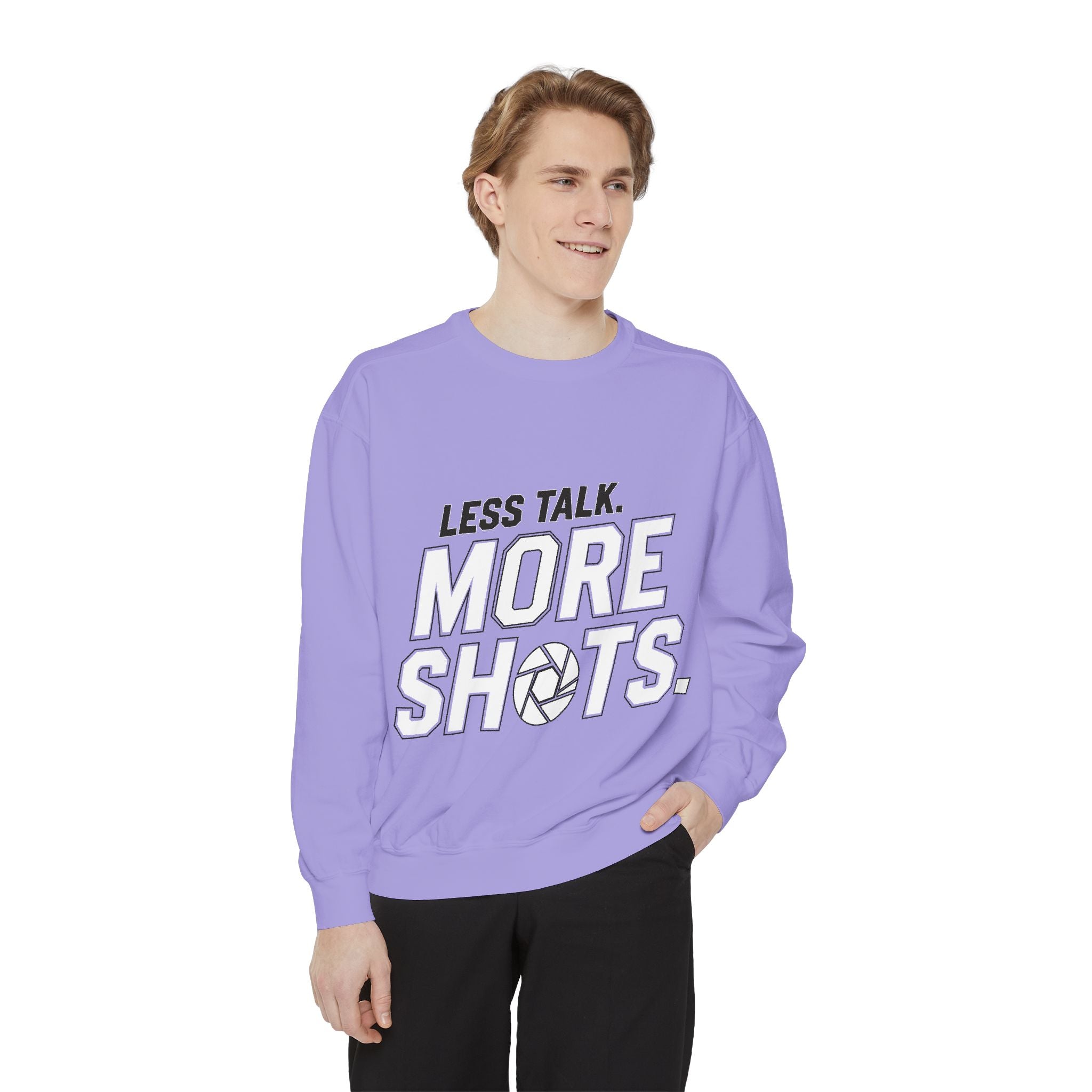 Sweatshirt — "Less Talk. More Shots." Photography Crewneck