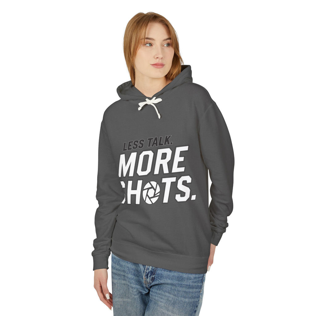 Less Talk, More Shots Hoodie — Photographer  Lightweight Hooded Sweatshirt