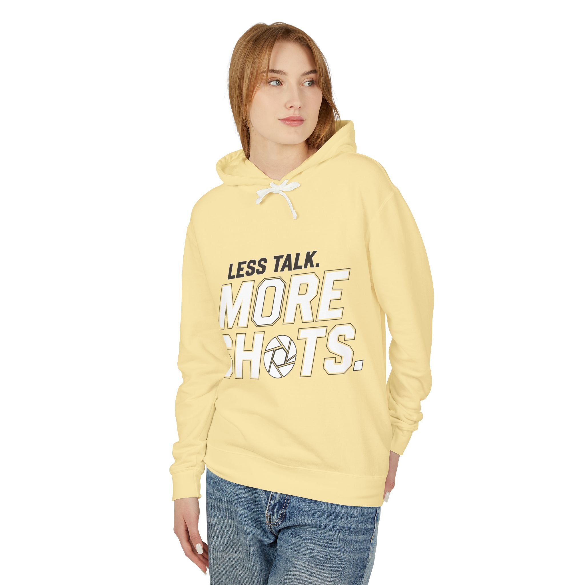 Less Talk, More Shots Hoodie — Photographer  Lightweight Hooded Sweatshirt