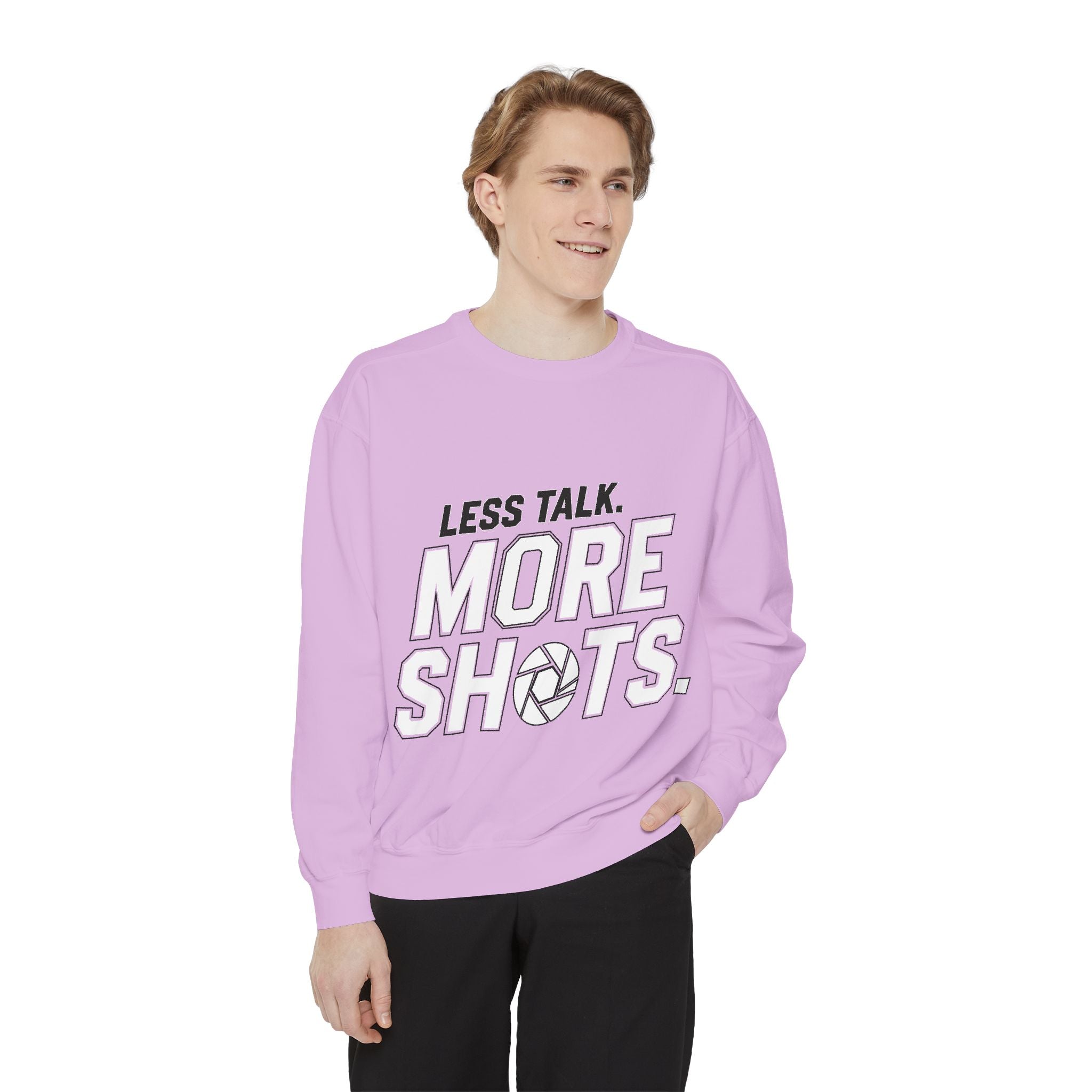 Sweatshirt — "Less Talk. More Shots." Photography Crewneck