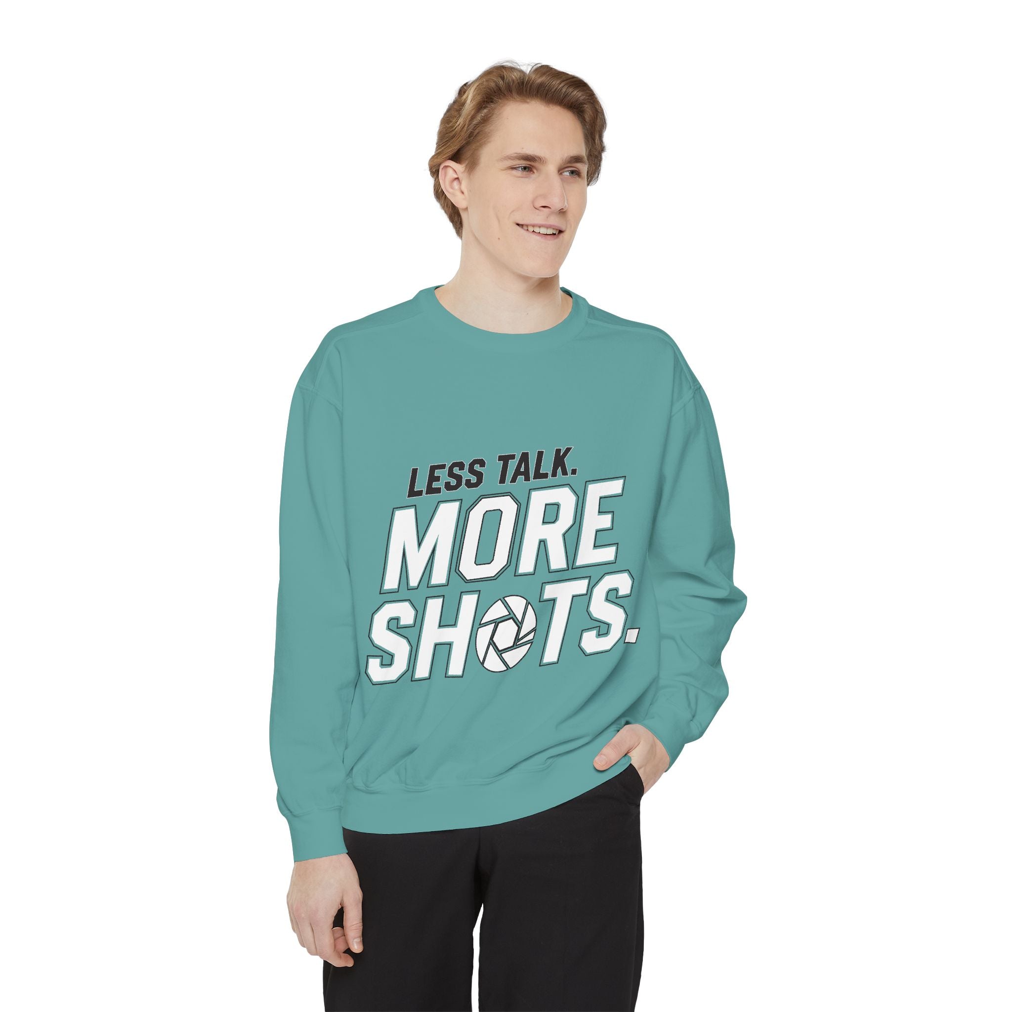 Sweatshirt — "Less Talk. More Shots." Photography Crewneck