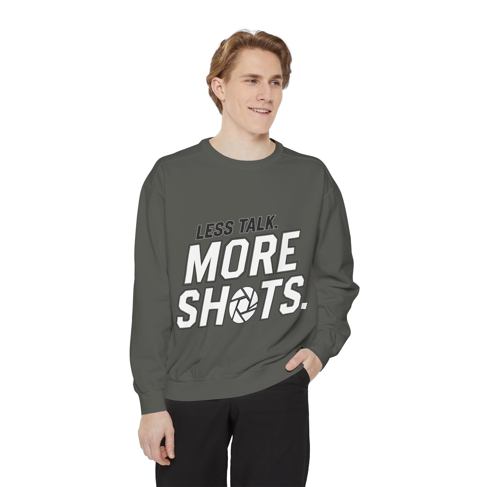 Sweatshirt — "Less Talk. More Shots." Photography Crewneck