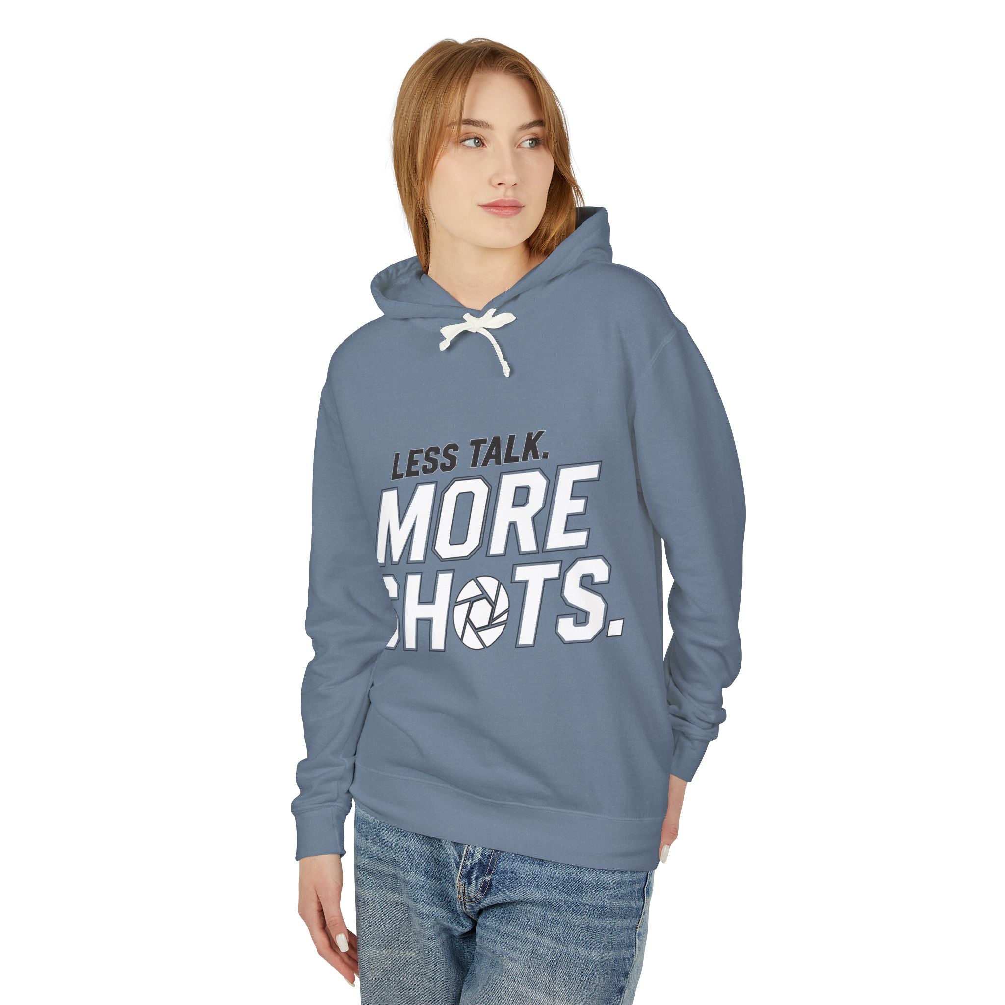 Less Talk, More Shots Hoodie — Photographer  Lightweight Hooded Sweatshirt