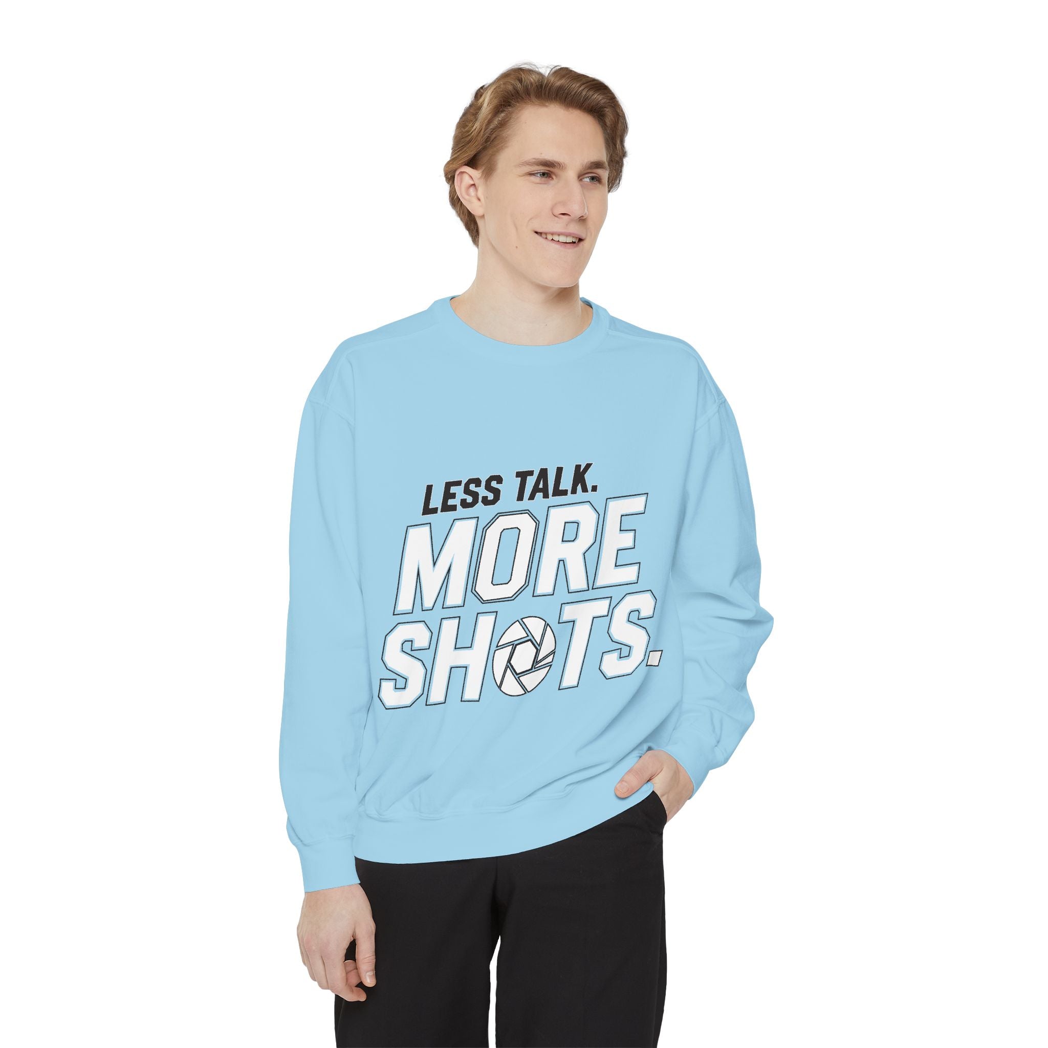 Sweatshirt — "Less Talk. More Shots." Photography Crewneck