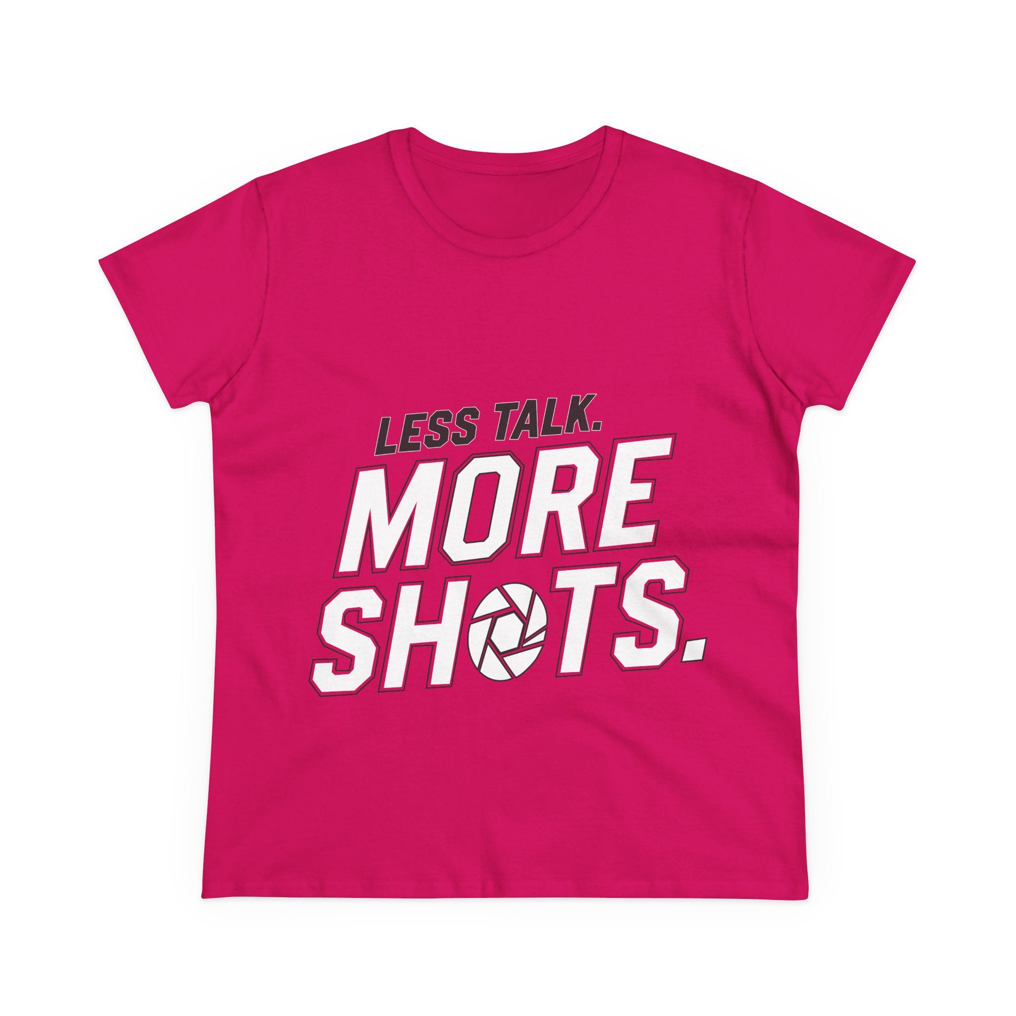 Photography Tee — "Less Talk. More Shots." Women's Cotton Shirt