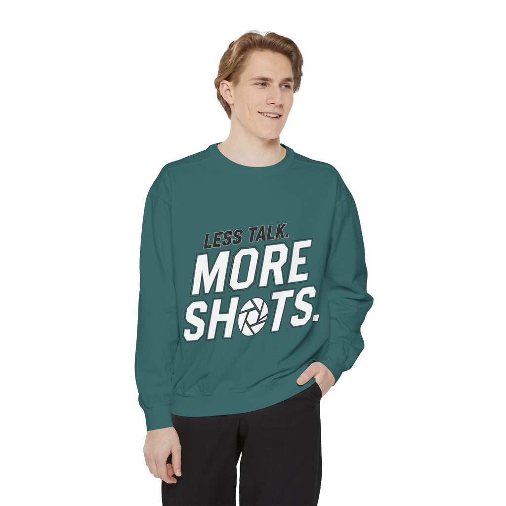 Sweatshirt — "Less Talk. More Shots." Photography Crewneck
