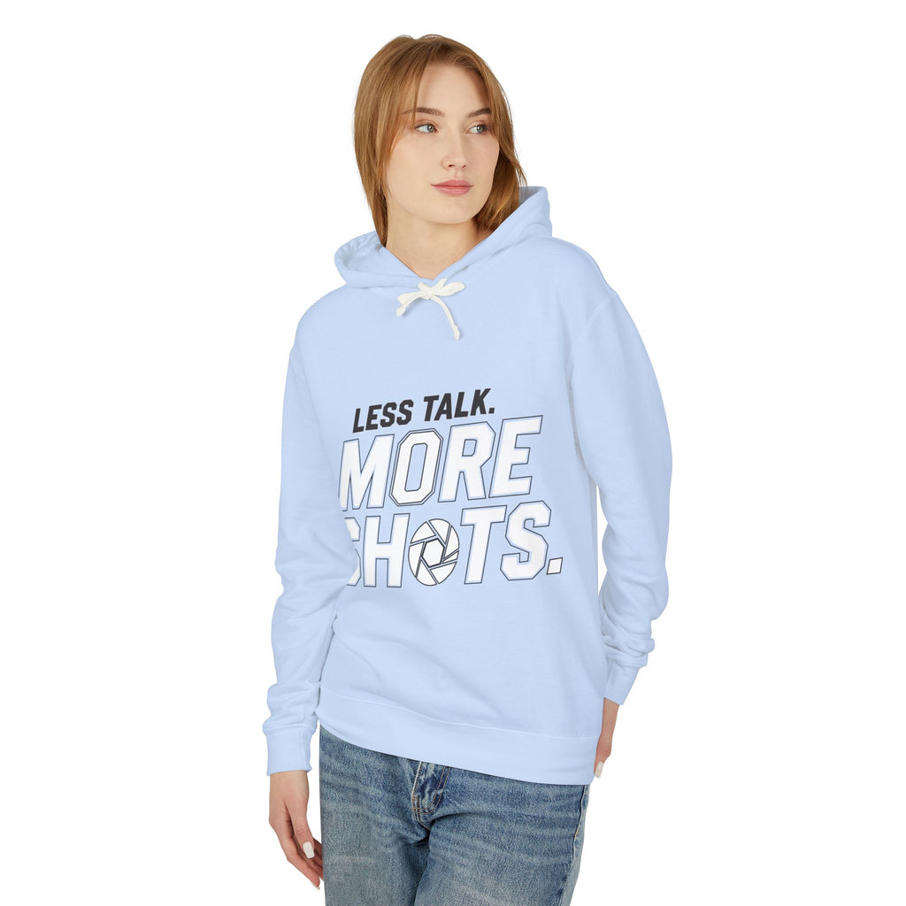 Less Talk, More Shots Hoodie — Photographer  Lightweight Hooded Sweatshirt