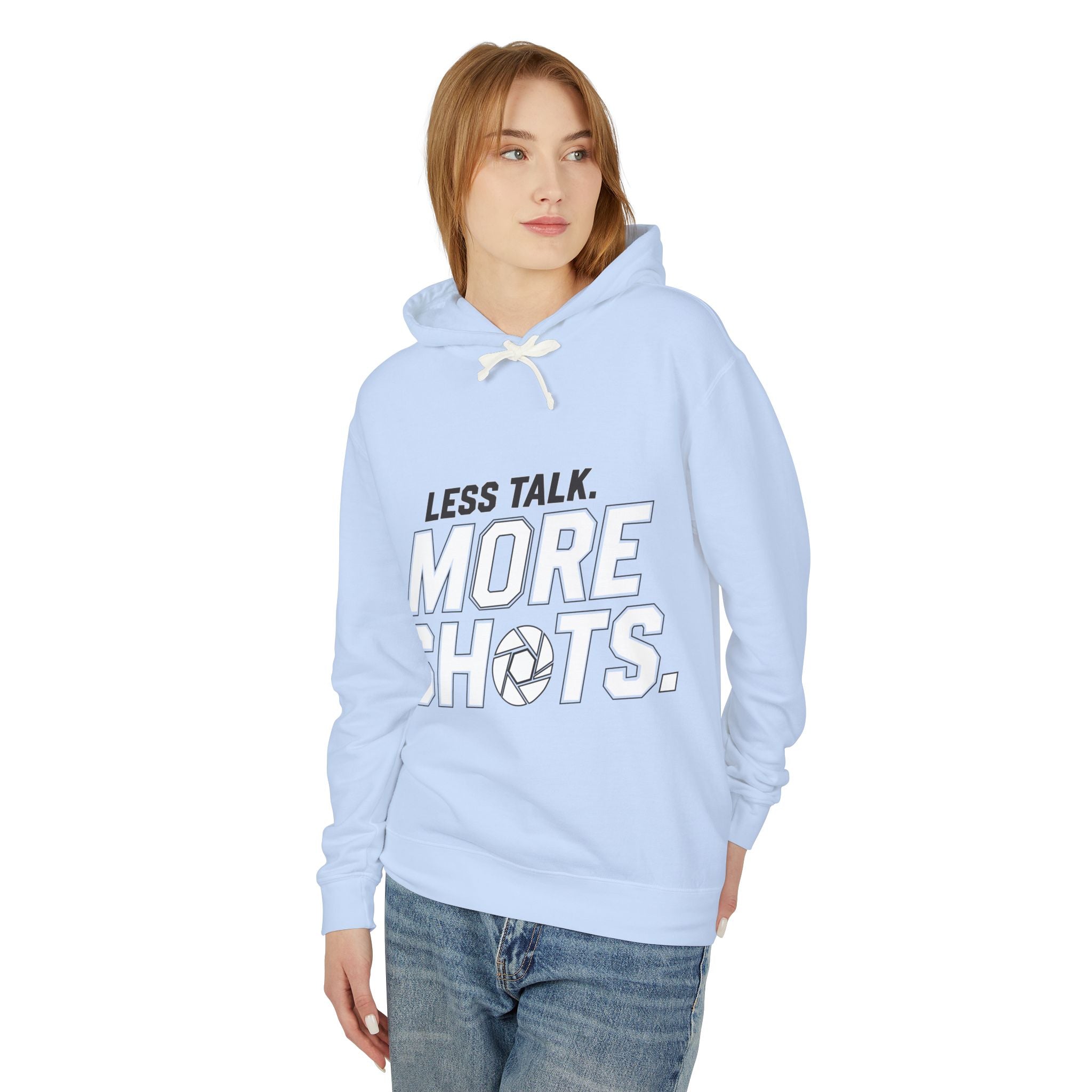 Less Talk, More Shots Hoodie — Photographer  Lightweight Hooded Sweatshirt