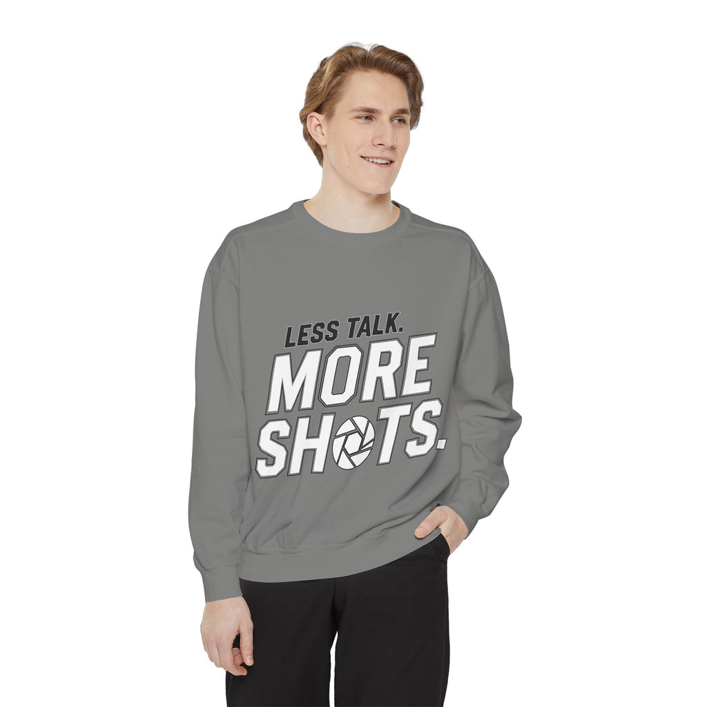 Sweatshirt — "Less Talk. More Shots." Photography Crewneck