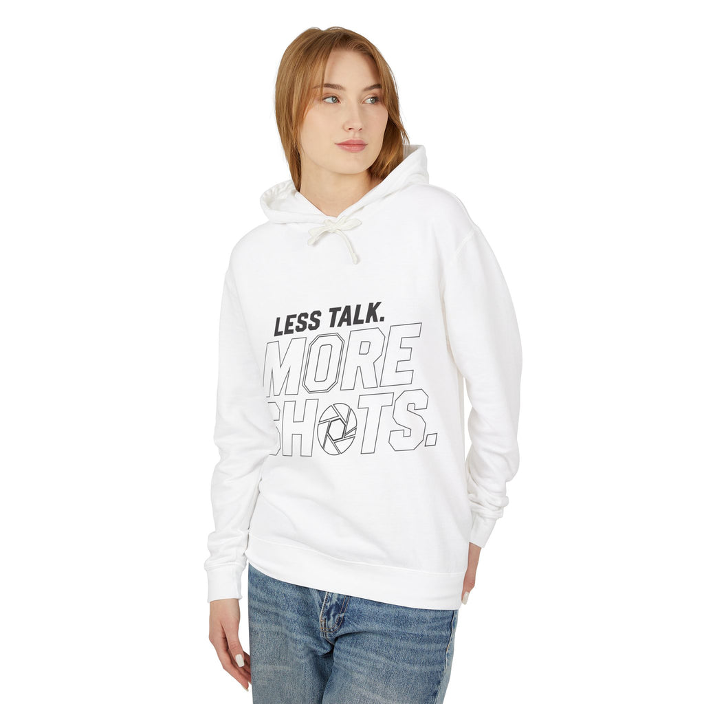Less Talk, More Shots Hoodie — Photographer  Lightweight Hooded Sweatshirt