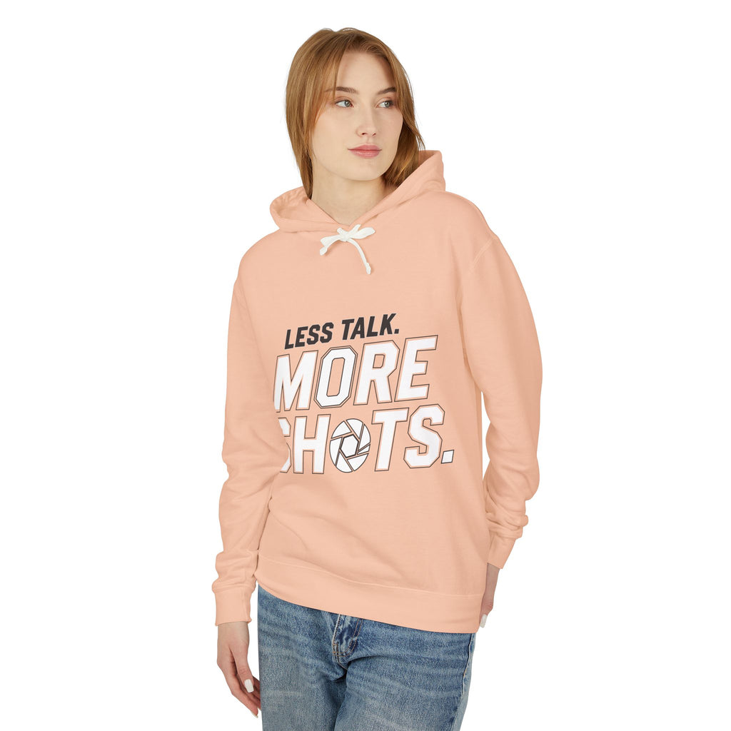 Less Talk, More Shots Hoodie — Photographer  Lightweight Hooded Sweatshirt