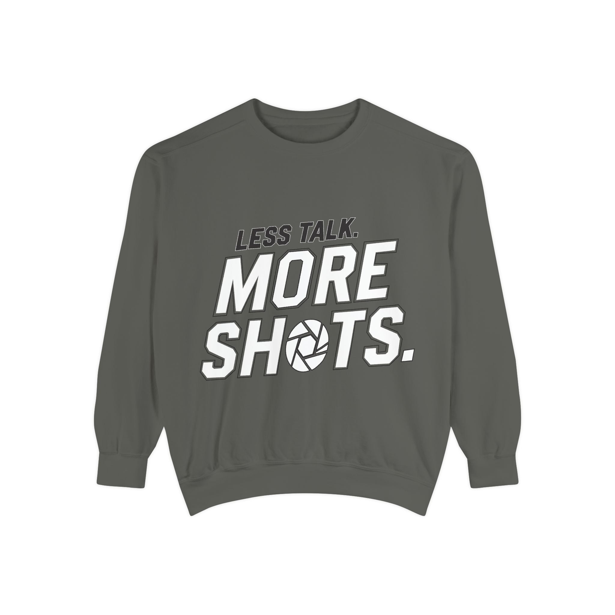Sweatshirt — "Less Talk. More Shots." Photography Crewneck