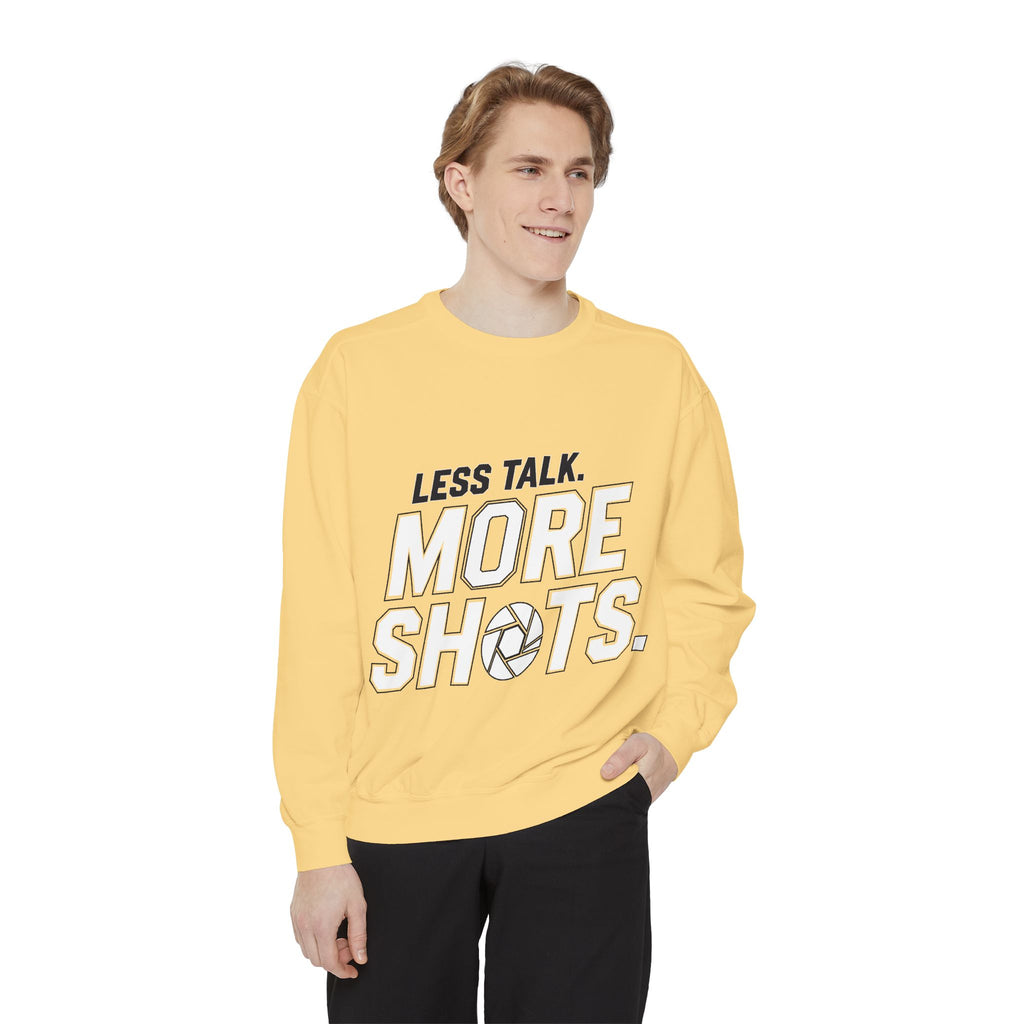 Sweatshirt — "Less Talk. More Shots." Photography Crewneck