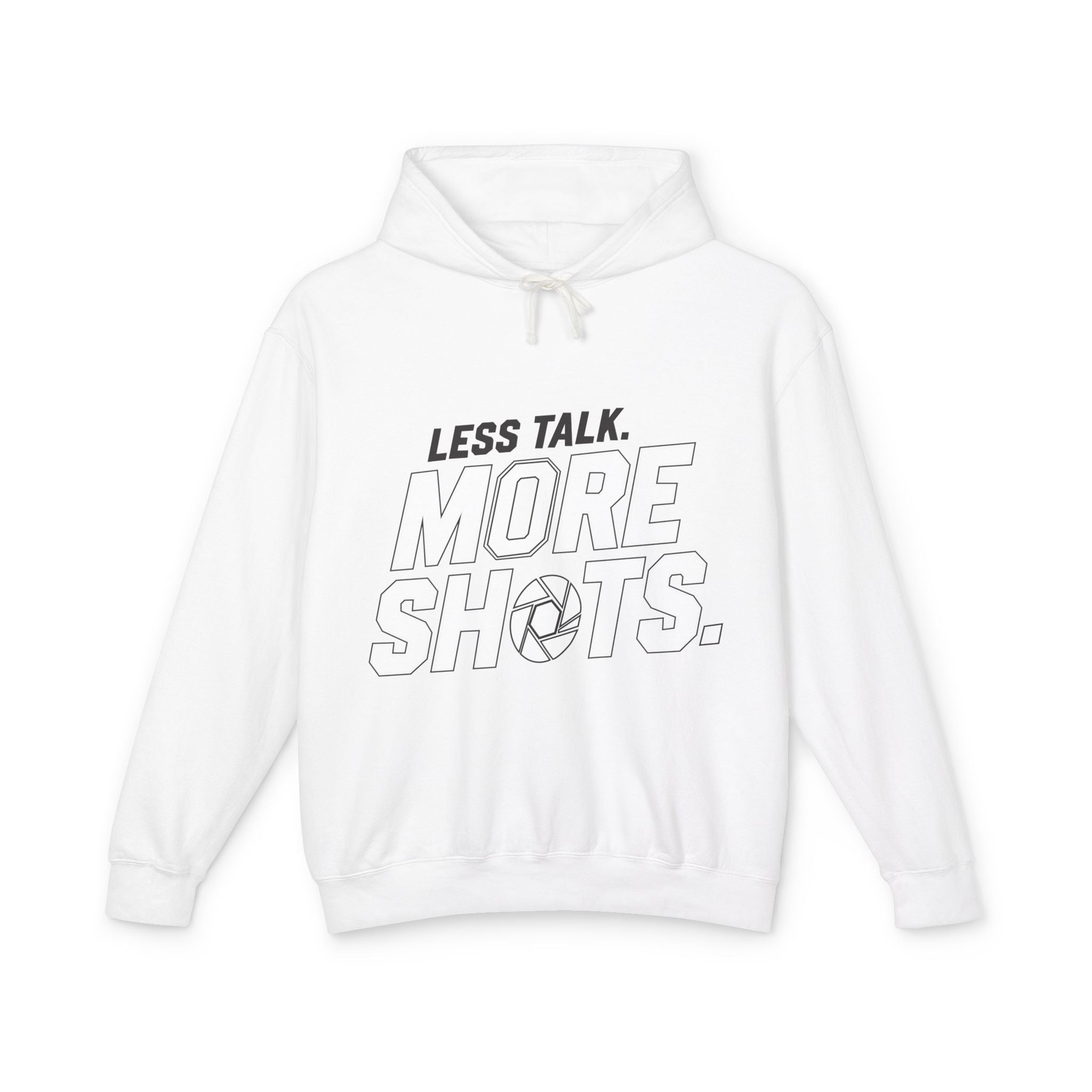 Less Talk, More Shots Hoodie — Photographer  Lightweight Hooded Sweatshirt