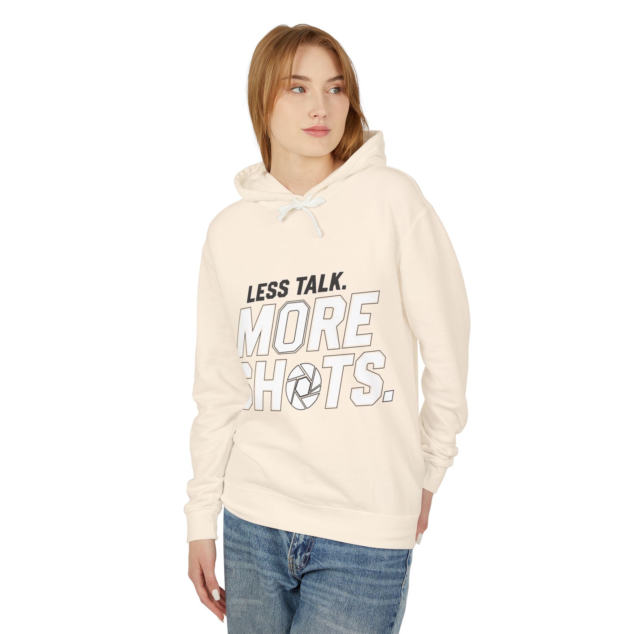 Less Talk, More Shots Hoodie — Photographer  Lightweight Hooded Sweatshirt