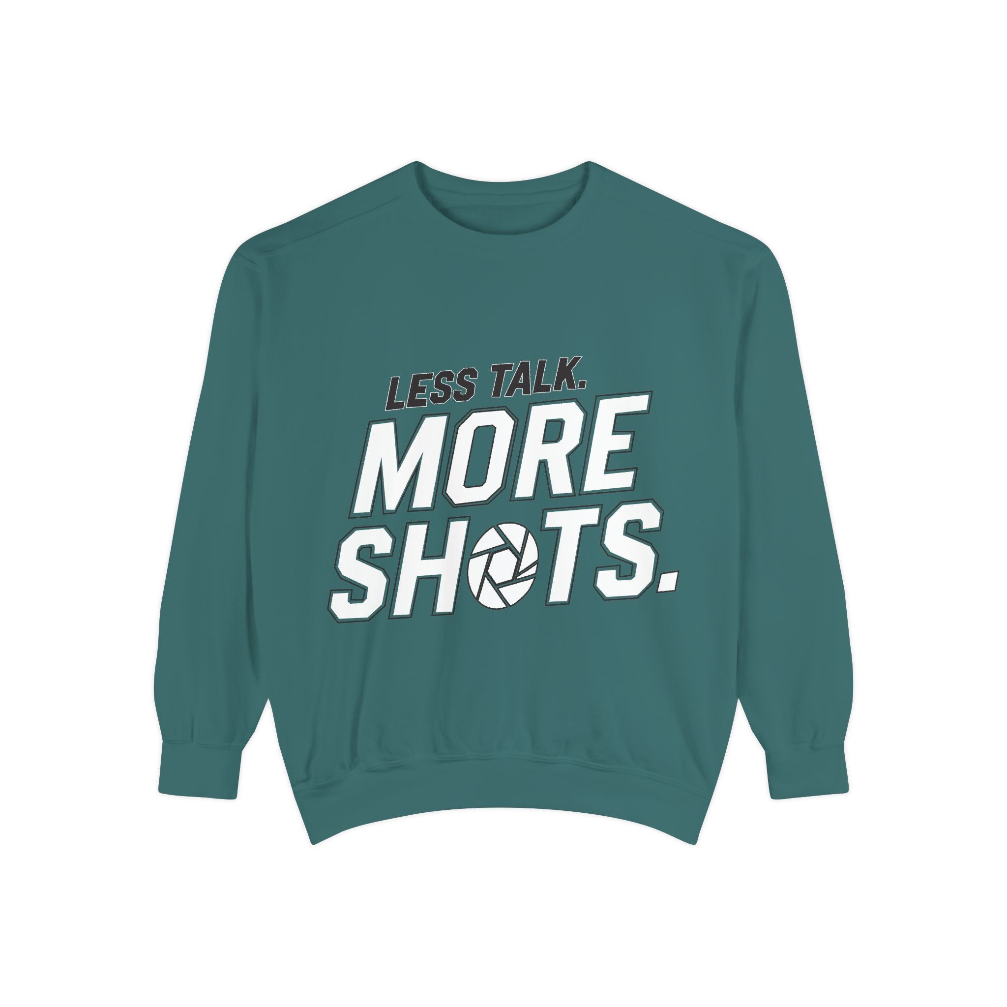 Sweatshirt — "Less Talk. More Shots." Photography Crewneck