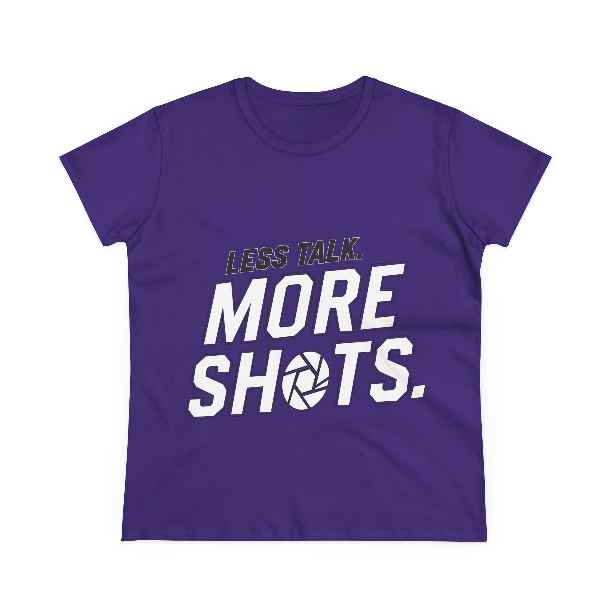 Photography Tee — "Less Talk. More Shots." Women's Cotton Shirt
