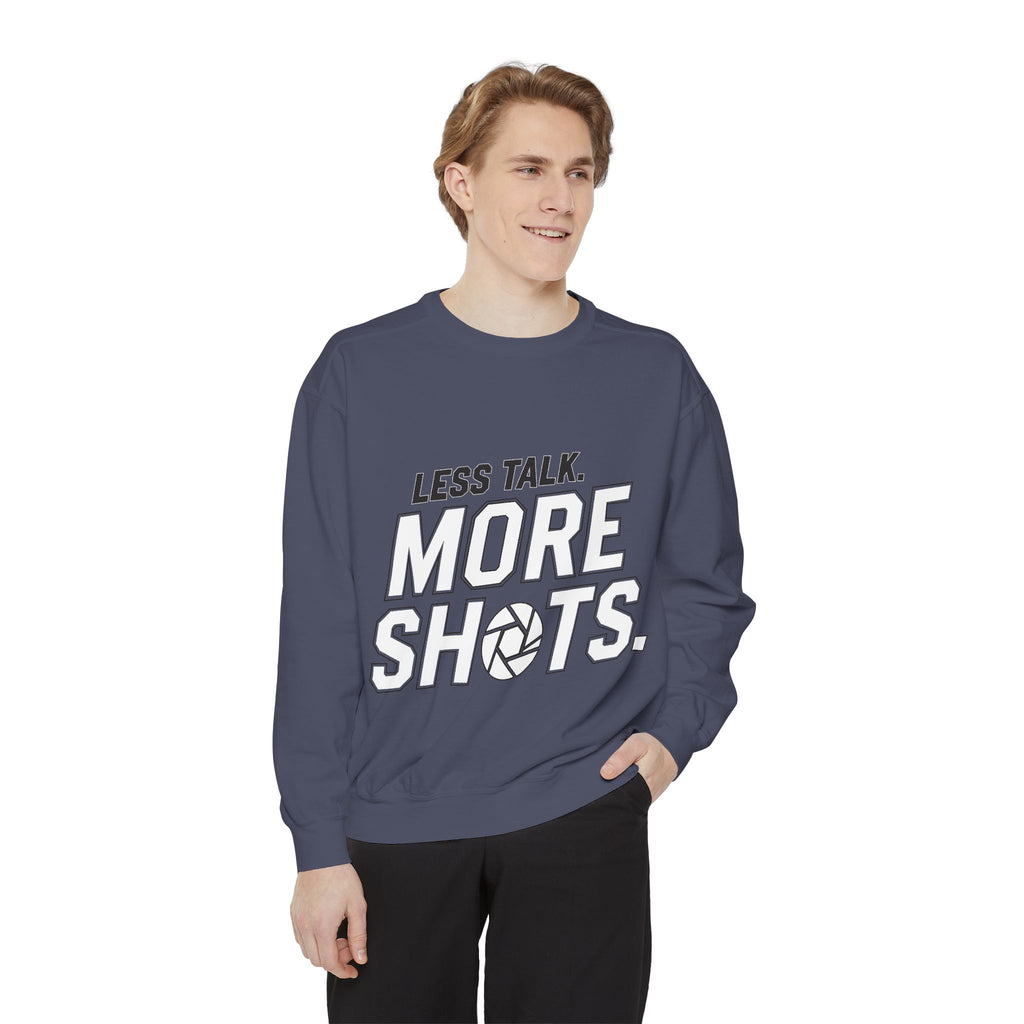 Sweatshirt — "Less Talk. More Shots." Photography Crewneck