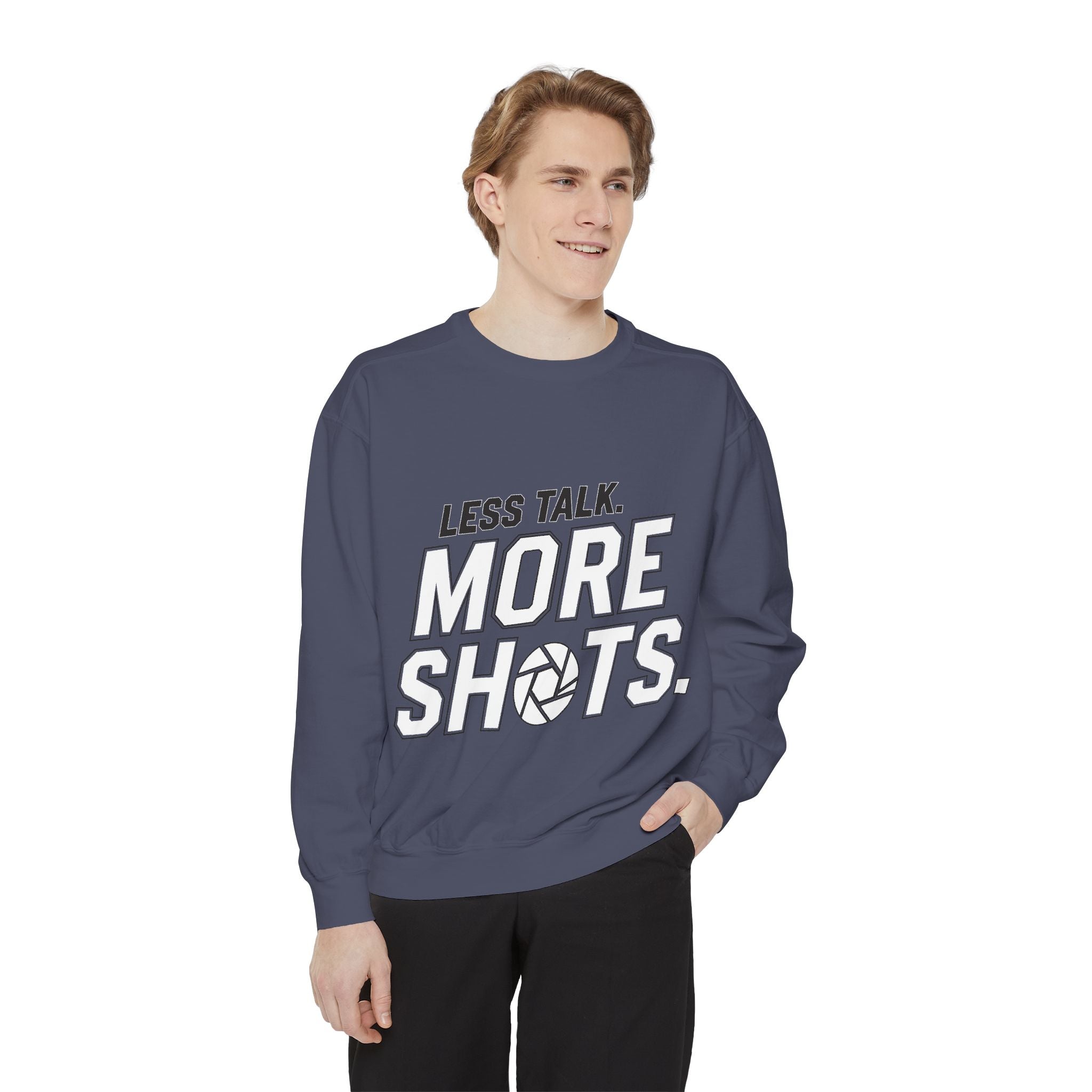 Sweatshirt — "Less Talk. More Shots." Photography Crewneck