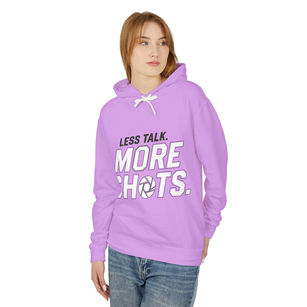 Less Talk, More Shots Hoodie — Photographer  Lightweight Hooded Sweatshirt