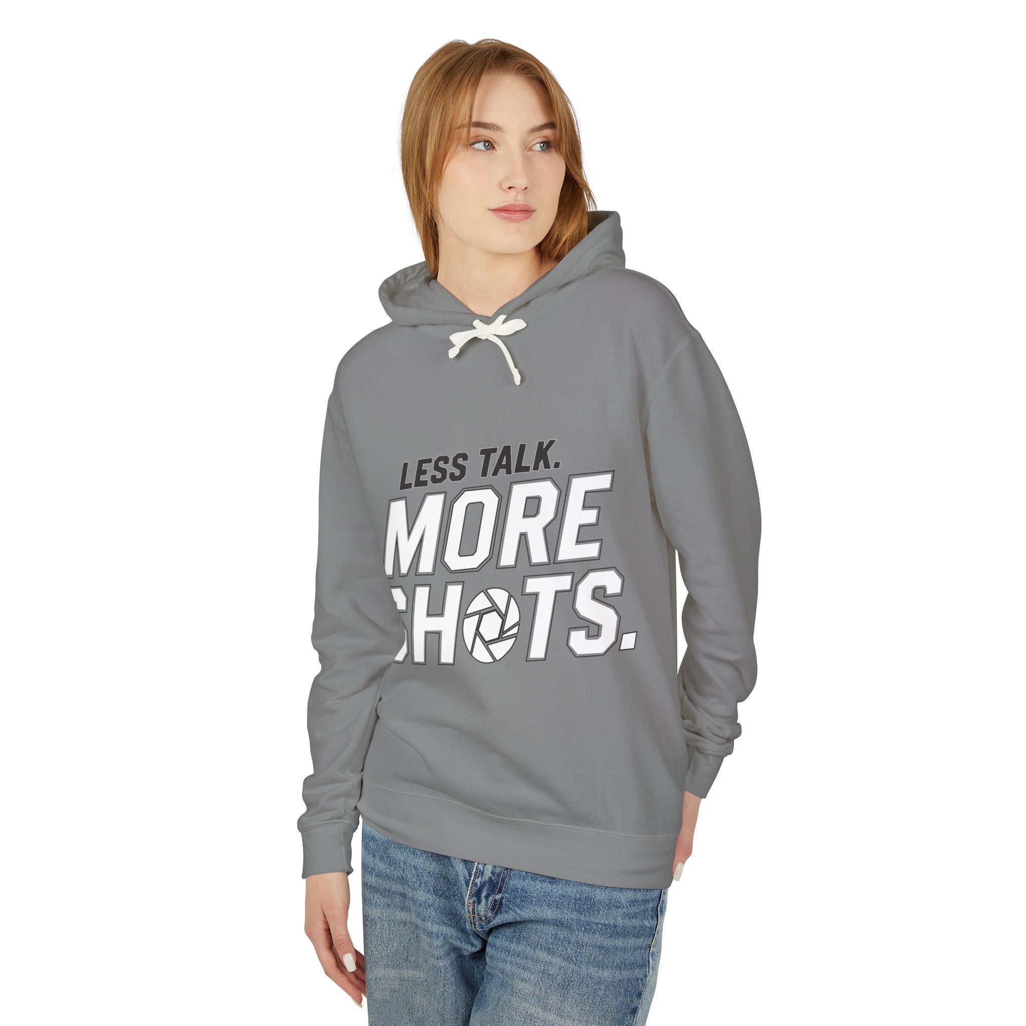 Less Talk, More Shots Hoodie — Photographer  Lightweight Hooded Sweatshirt