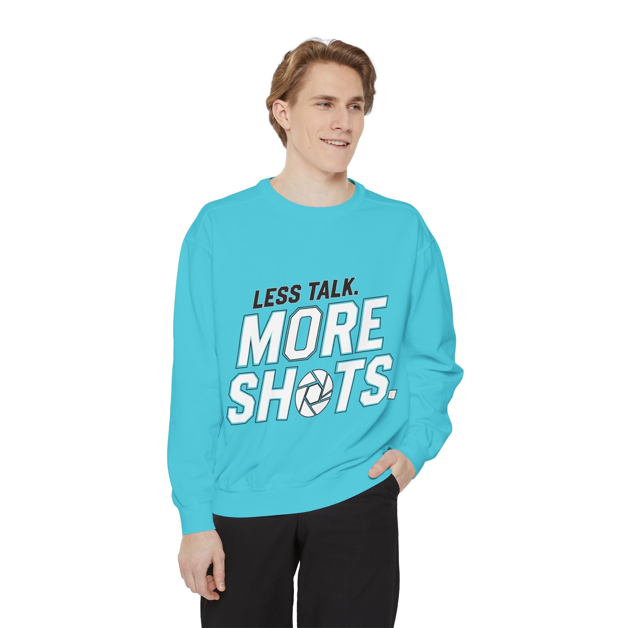 Sweatshirt — "Less Talk. More Shots." Photography Crewneck