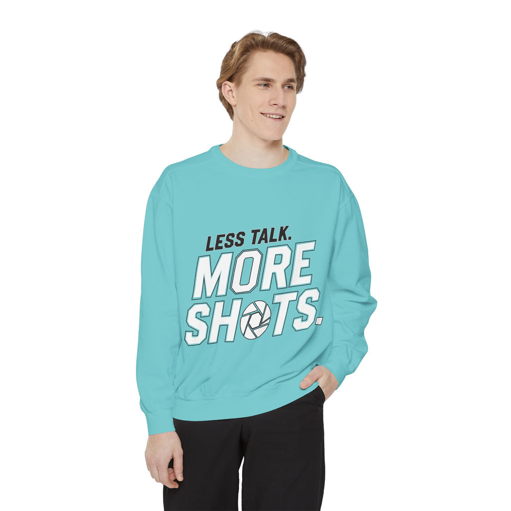 Sweatshirt — "Less Talk. More Shots." Photography Crewneck