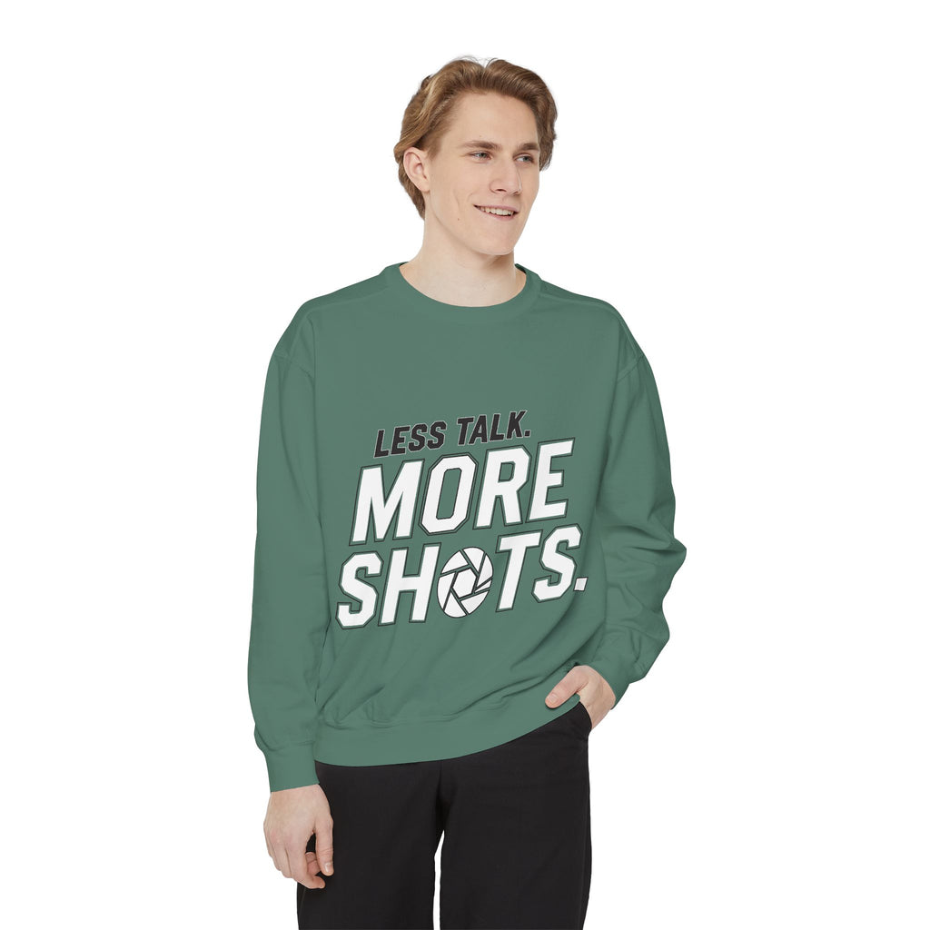 Sweatshirt — "Less Talk. More Shots." Photography Crewneck