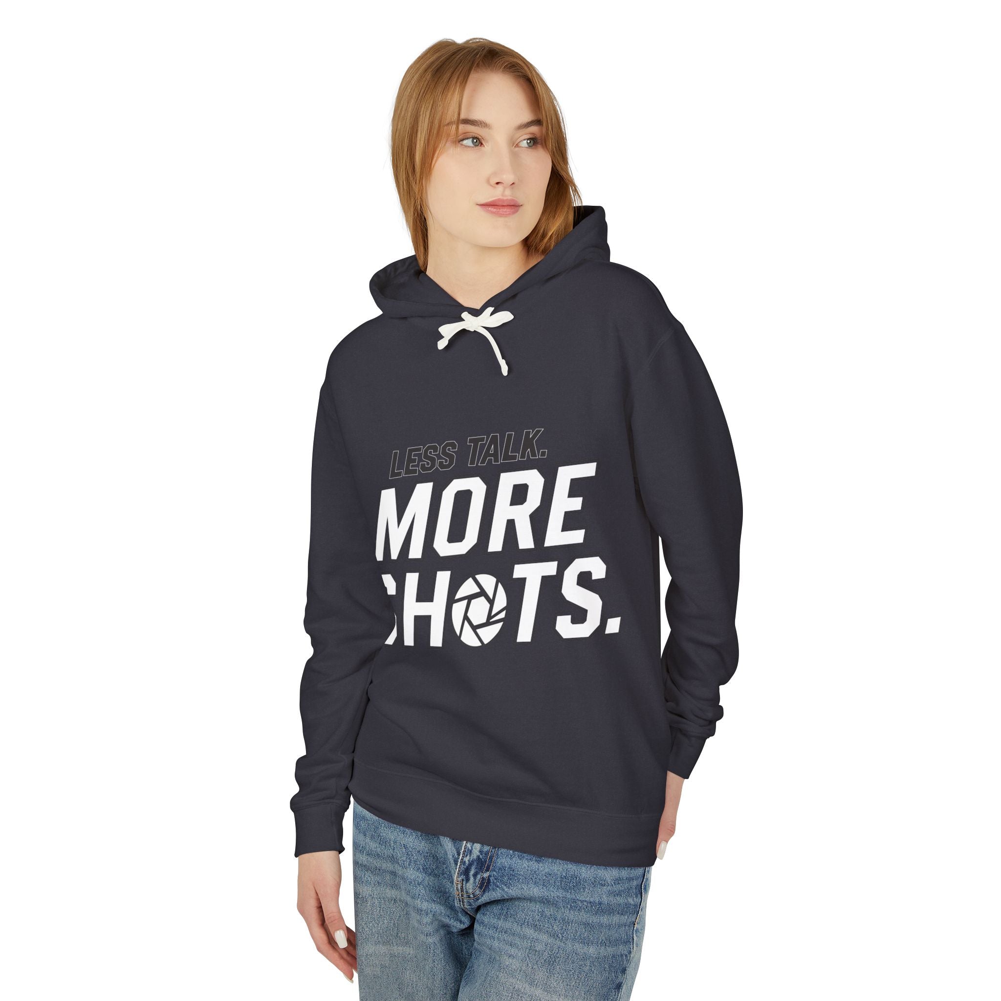 Less Talk, More Shots Hoodie — Photographer  Lightweight Hooded Sweatshirt